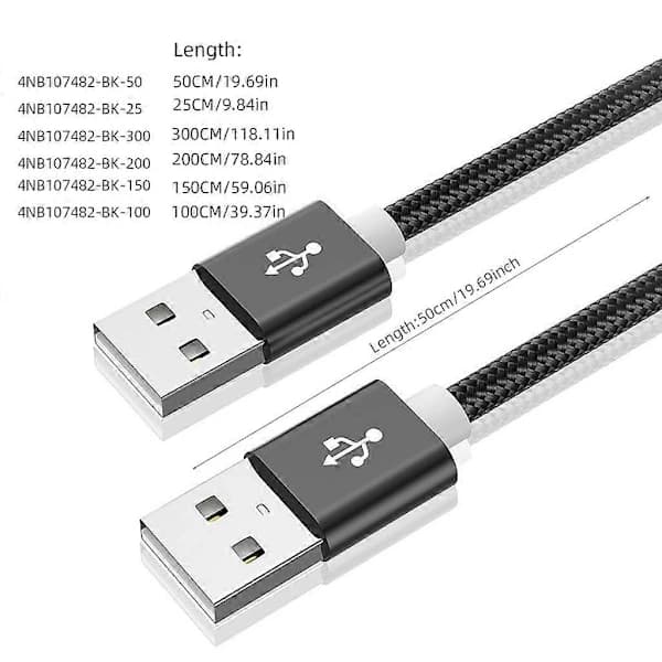 USB 2.0 A Hann til A Hann USB-kabel 480 Mbps Høyhastighetsdataoverføringskabel Rose gull 50cm