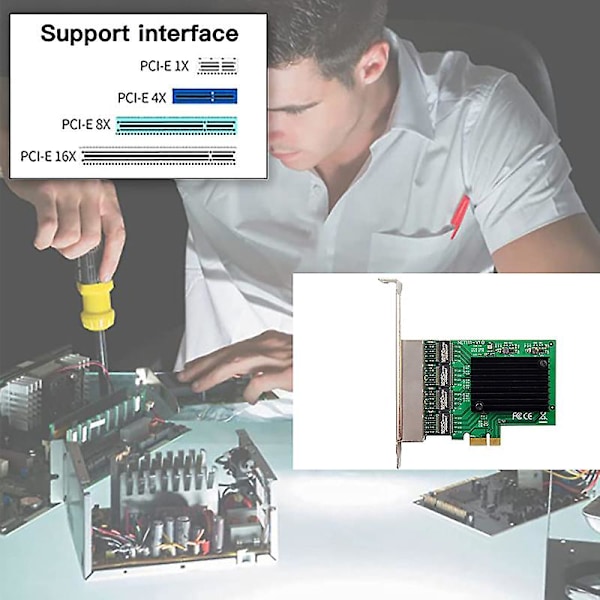 Pcie-netværkskort Pci-e X1 4-port Gigabit Ethernet-servernetværkskortadapter til Love Fast Sea Sp