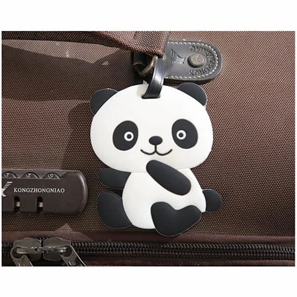 4 stk. bagasjelapper, reiselapper for kofferter, fleksibel silikonpanda, koffertlapper med ID, navn, adresse