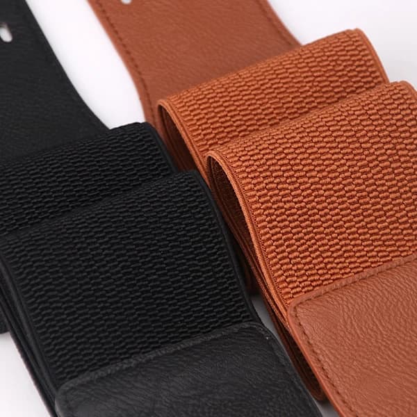 Dame stretch elastisk taljekjole kappe dekorativt bredt bælte korset damebælte kamel 87,5 cm