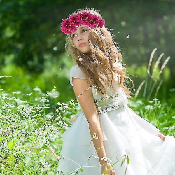 Festivals Blomsterkrans Solsikke Hovedkrans Brude Hovedbeklædning Rose Rød