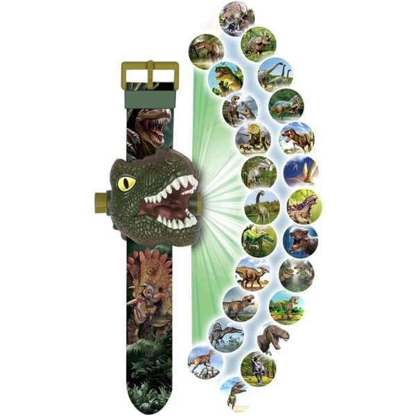 /HA/Tecknad Klocka Dinosaurie Projektionsklocka 3D Tyrannosaurus Elektroniska Klockor för Barn Present