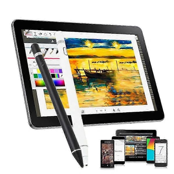 HA~Aktiv Stylus Pen Kompatibel med iOS og Android Touchskærme Telefoner Genopladelig Stylus Pen til Apple Android Tablet Sort