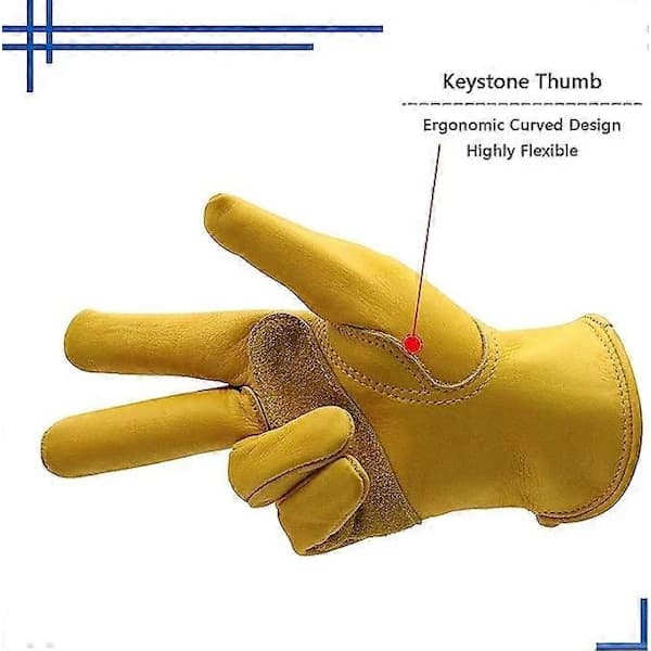 2 Pairs Leather Work Gloves for Men and Women, Adjustable Driver Gloves for Construction, Gardening