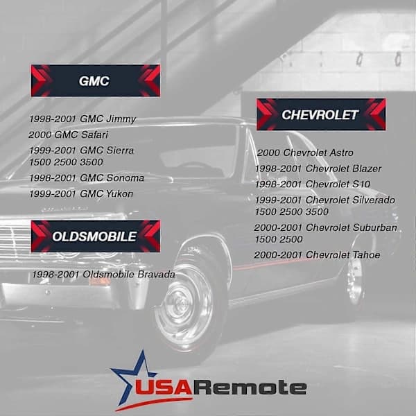 Erstatning for 1998-2002 Chevrolet GMC 3-Knapps Fjernkontroll PN: []