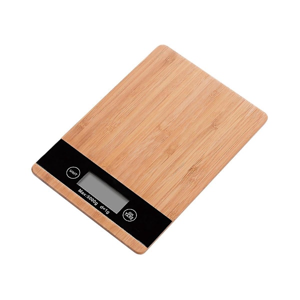 Bamboo Kitchen Scales, Lcd Display, Digital Scales Up To 5 Kg, Kitchen Scales Baking, Cooking & Hou