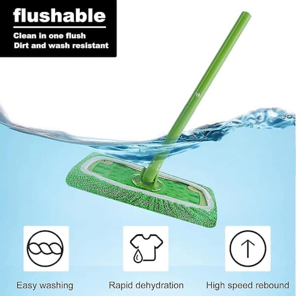 6 stk. genanvendelige mikrofibermoppepuder til Swiffer Sweeper moppe, tørre fejeklude og våde moppeklude til gulvvask