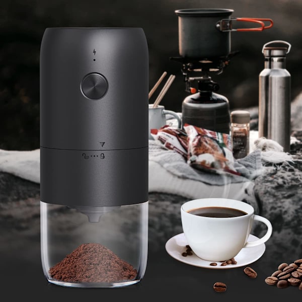 Elektrisk kaffekvern med justerbar grovhet Keramiske burr, bærbar One Touch elektrisk krydderkaffebønnekvern med ren