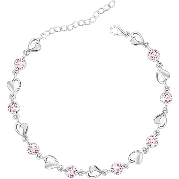 HA~Armbånd for kvinner, Hjertearmbånd Glitrende Krystall Diamant Justerbart