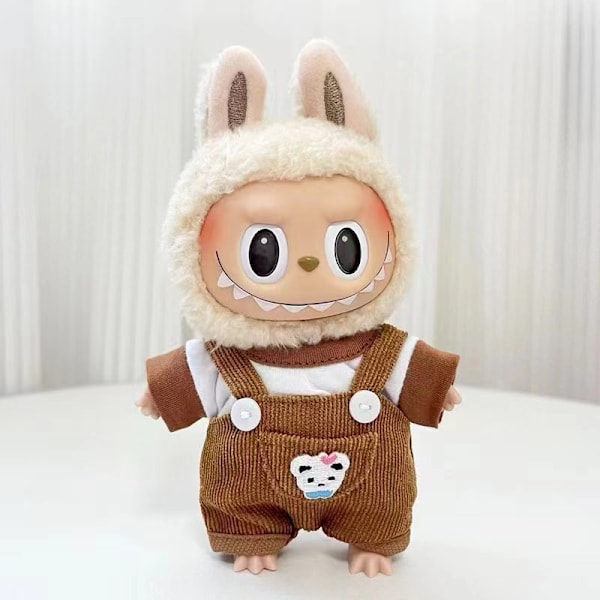 [HH] Labubu Kläder Märkesdesign Kläder Labubu Kläder Väska Skor Utsmyckning Dekorationer Förklädnad Brown bear overalls