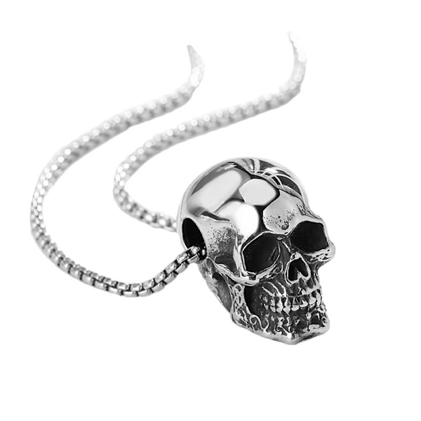 Rustfrit stål kranie vedhæng halskæde, punk hip hop skelet halskæde, titanium stål kæde halskæde smykker til mænd kvinder
