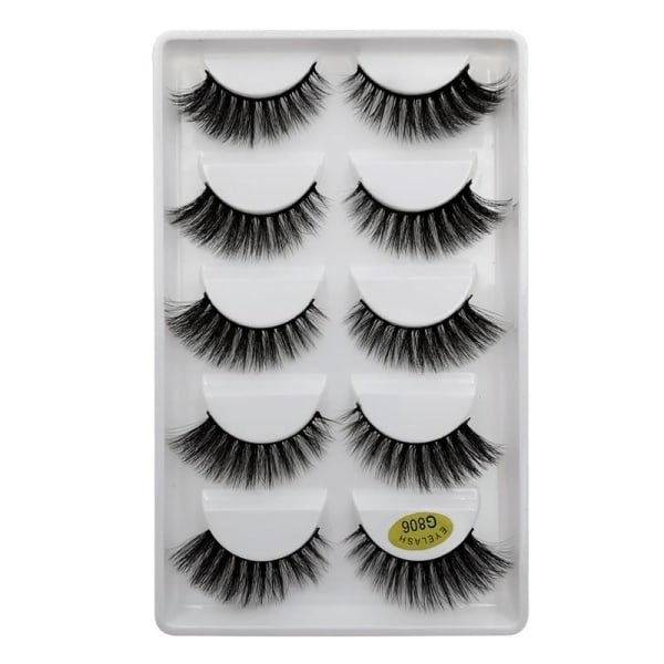 /HH/5-pack lösögonfransar - 3D faux mink - G806 - Falska ögonfransar Svart