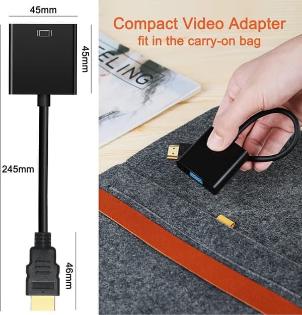 HDMI til VGA-adapterkabel - til computerskærm PC TV 1080P HD-video