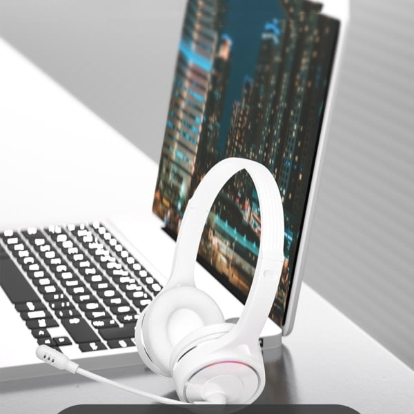/HH/ Trådløse Bluetooth 5.1-hovedtelefoner til at lære erhvervshovedtelefoner med mikrofonunderstøttelse TF-kort Android og IOS Hvid Hvid