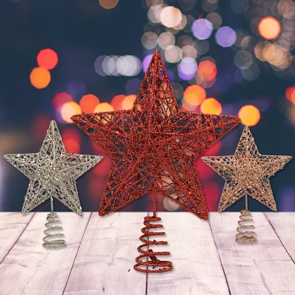 HA-Julestjerne i hvitt gull med glitter, toppstjerne 23cm