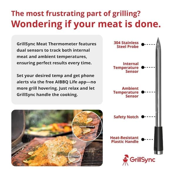 Digital kötttermometer Trådlös dubbelsensor Bluetooth BBQ-termometer för grillning, matlagning, rökning