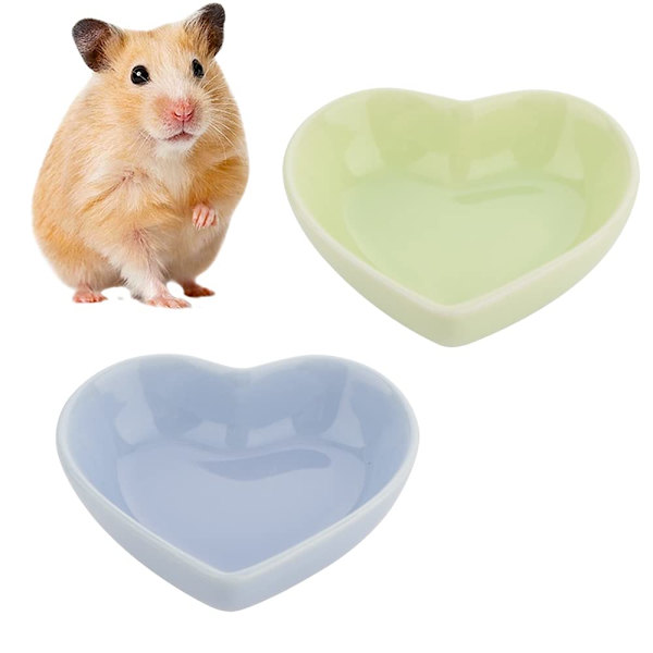 2 stk. Hamster Keramisk Matbolle Anti-Turning Mat & Vannfat for Hamster Gerbil Pinnsvin Rotte Gnaver (Grønn og Lilla)