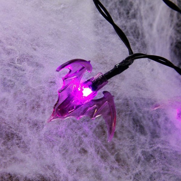 Twinkle Star Halloween-lyslenke, 15,9 fot 30 LED-er lilla flaggermus Halloween dekorative lys, batteridrevet med 8 lysmoduser vanntett spøkelse