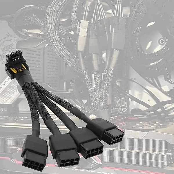 4x 8-pin PCIe til 16-pin 12VHPWR Kontaktkabel 90 Graders Vinkel til GPU RTX4090 []