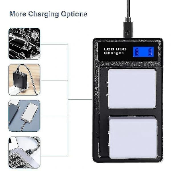 Dobbelt batterilader til Arlo Pro-batteri, Arlo Pro 2-batteri, Arlo Go-batteri, LCD-batterilader