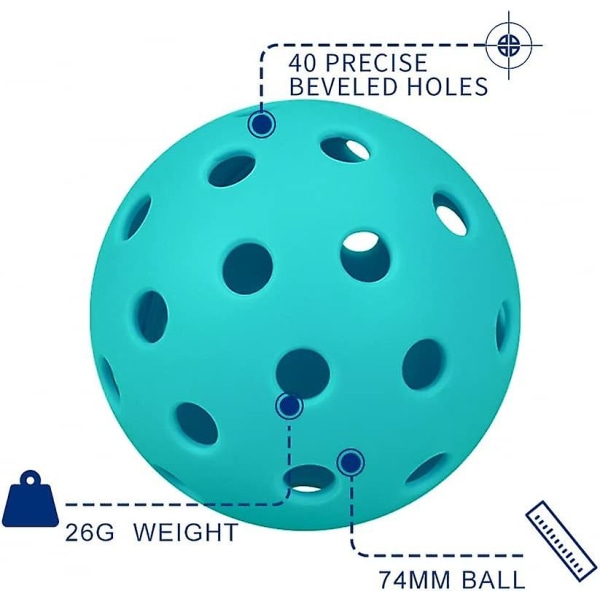 Udendørs pickleball bolde med 40 huller, 4-pak - 6-pak med stor holdbarhed, hoppebold, der opfylder USAPA-kravene