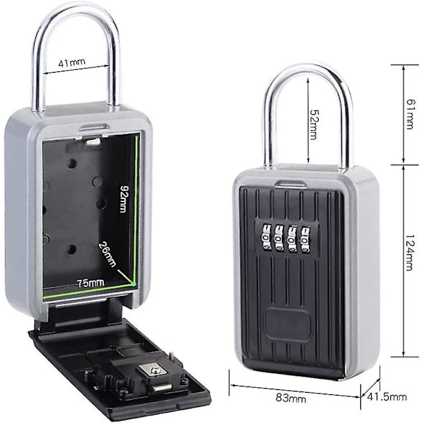 Väggmonterad nyckellåda Kombinationsnyckellås Aluminiumlegering Säker förvaringslåda Bärbar kodlås med glidande lock För hem Garage Kontor Skola