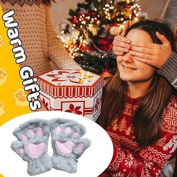 Kattepotebjørnepote Fingerløse Vinter Plys Handsker grå