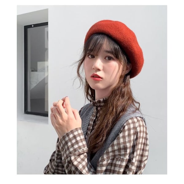 Men's Hat Vintage Beret Flat Cap for Gentle Print Leisure Knitted Hat Warm Hat for Men Women Cap 2pcs（red）