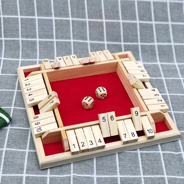 2 stk. Shut The Box terningspill, klassisk ensidig trebrettspill, brettnummer, klassiske bordspill for spillere