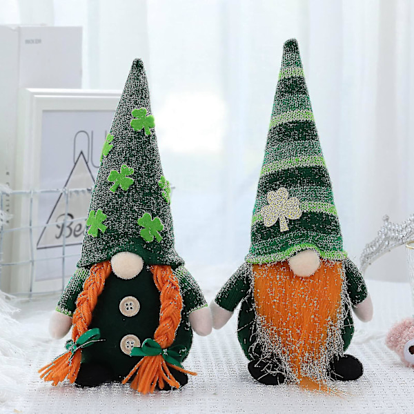 St. Patrick's Day Ansiktsløs Grønn Hatt Nisse Plysjdukke Irsk Dag, B