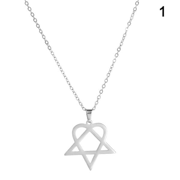 Klassisk Enkel Heartagram Stjerne-hjerteanheng i rustfritt stål Sølv