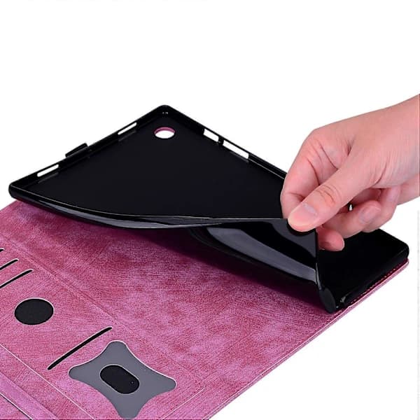 HA~Kotelo Lenovo Tab K10C/Tab E10C -tableteille, korttipaikat, nahkainen tablettiteline, folio-kansio, kukka-kissa