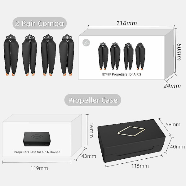 2 paria matalan melutason potkurin siivet muoviset potkurit Dji Air 3 -lennokille