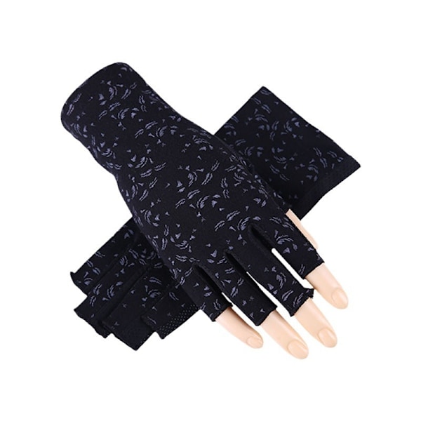 Women Sunblock Fingerless Gloves Summer Driving Gloves Girls Non Slip UV Protection Gloves for Outdoor （2pcs）