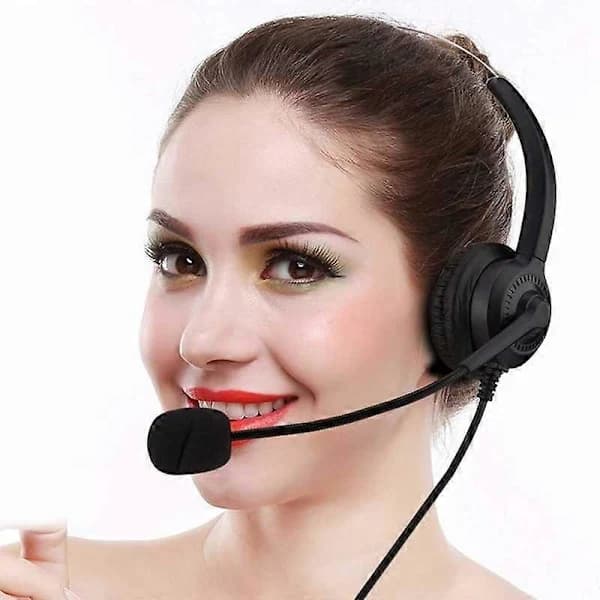 USB-headset for kundesenter med dempefunksjon, støyreduserende headset med mikrofon for datamaskin/telefon/skrivebordsboks