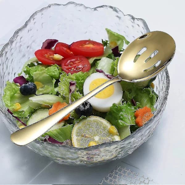 Guldfarvede serveringsskeer 4 stk., inklusive 2 serveringsskeer og 2 hulskeer
