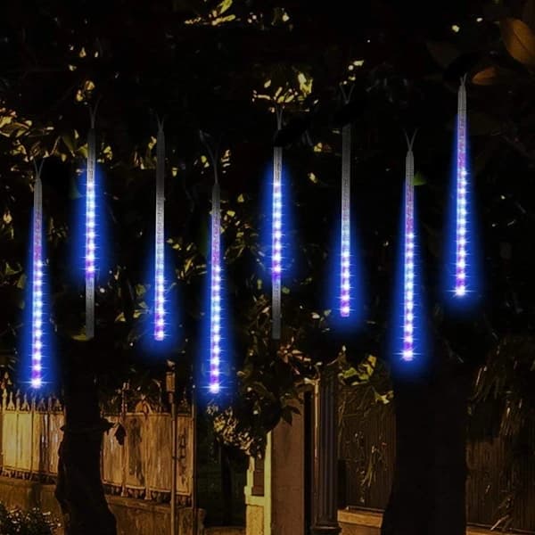 Utendørs Julebelysning, Meteorregn Lamper Fallende Regn Lamper for Juletre Halloween Dekorasjon Bryllupsfest blå