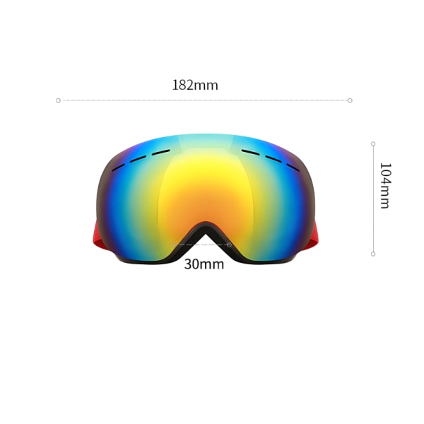 Skidglasögon, Snowboardglasögon för Herr Dam Ungdom – UV-skydd, Skum Anti-Scratch Dammtät (röd ram)