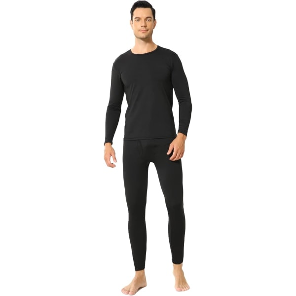 /HA/Termosæt til mænd Long Johns til mænd med fleeceforet basislag (sort, XLarge)