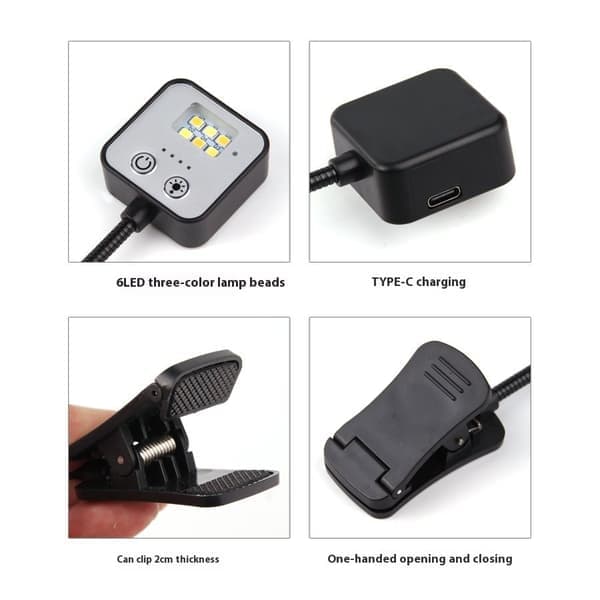 Reading Light / LED Book Light – 3 Light Modes, Dimmer And Memory Function – Rechargeable With Clip White