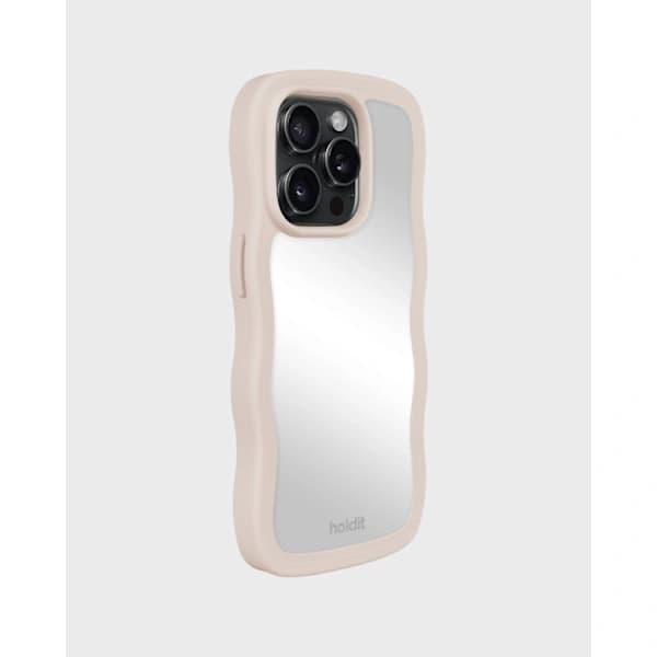 held iPhone 15 Pro Cover Bølget Lysbeige Spejl 54 54