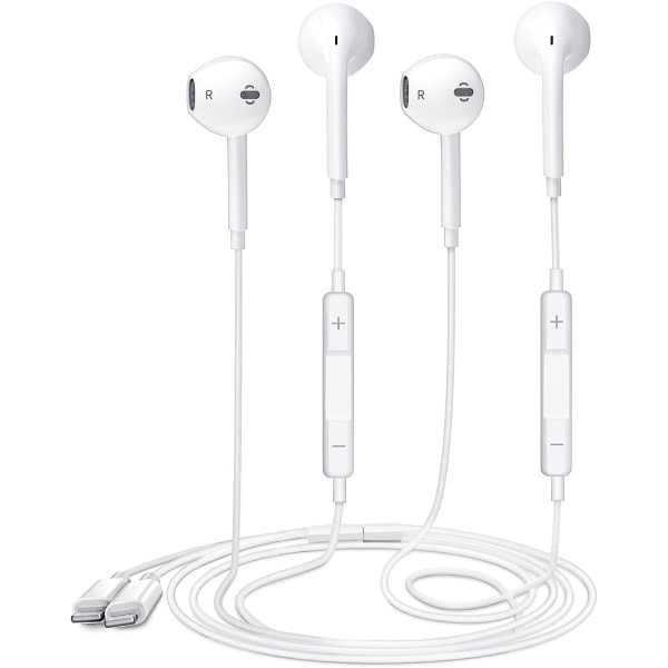 /HH/2-pack - Hörlurar med Lightning-kontakt iPhone-hörlurar (inbyggd mikrofon och volymkontroll)