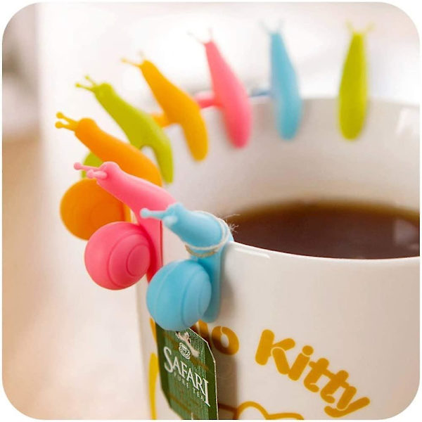 10 st söta snigelformade silikon tepåsehållare mugg mugg godisfärger presentset