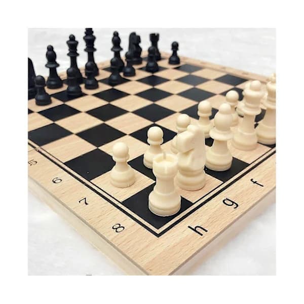 3 i 1 Sammenleggbart Sjakk Dame Backgammon Brettspill Bordspill Puslespill Leketøy - 29cm []