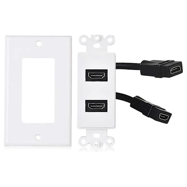 2-pack 2-portars HDMI-kompatibel väggplatta i vitt (4K UHD, ARC och Ethernet Pass-Thru-stöd)