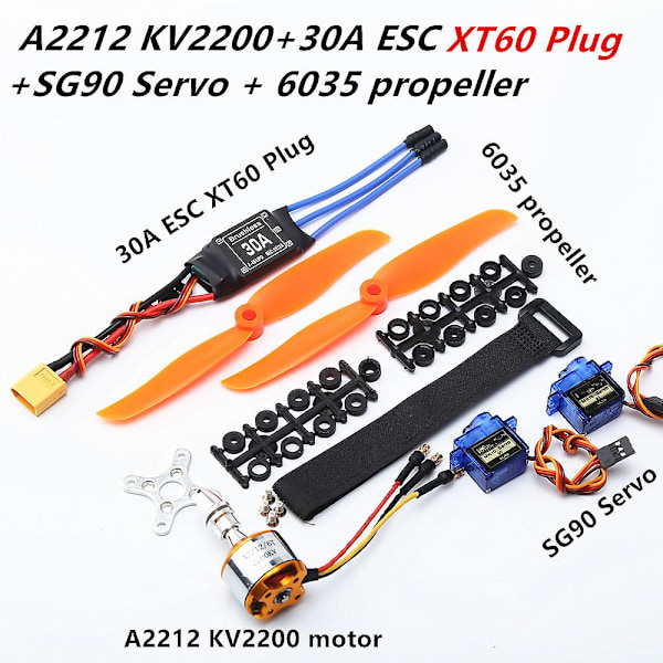 2200kv Børsteløs Motor 30a Esc Xt60 Plugg Sg90 9g -servo 6035 Propell For Rc Fastvinget Fly Hel