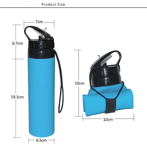 Sammenklappelig vandflaske BPA-fri - Sammenklappelig vandflaske til rejser Sportsflasker med tredobbelt lækagesikker letvægts 20oz(Blå(WZ2337)