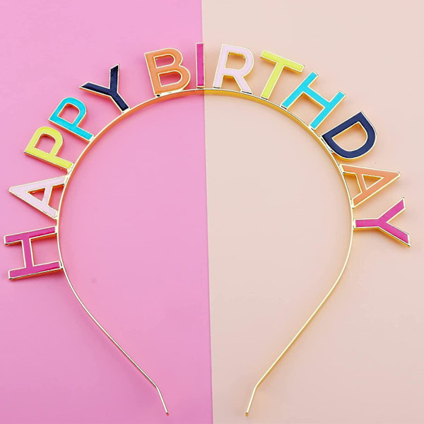 Glad födelsedagskrona Regnbåge Legering Hårband Födelsedagshuvudbonad för kvinnor Flickor Födelsedagspresent och Festdekorationer Färgglada---HAPPY BIRTHDAY,WZ