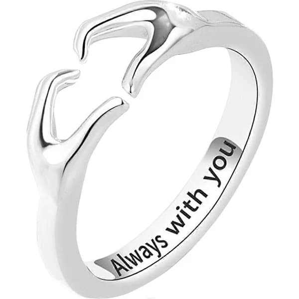 Åben Fingerring Hjerte Kram Ring Par Kram Ring Vielsesring Forlovelsessmykker
