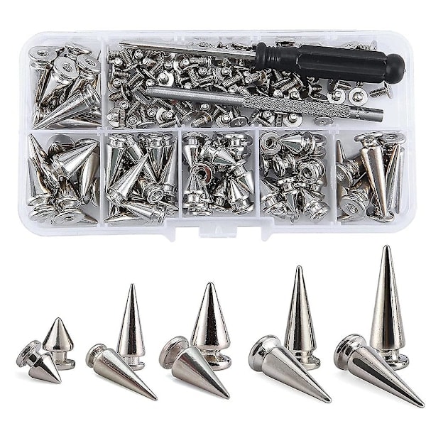 /HA/70 set silverfärgade blandade formspikar och nitar konformade krokspikar lädernitsats för kläder skor B-FS1- silver